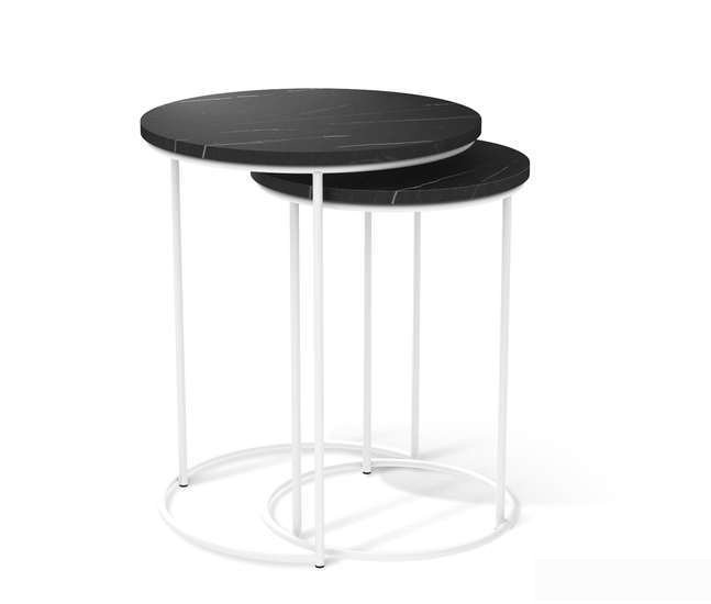 Журнальный столик Sheffilton SHT-CT7 (камень пьетра черный/белый муар) - фото2