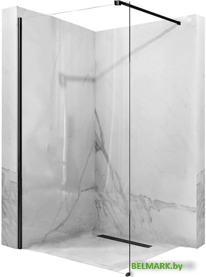 Душевая стенка Rea Aero 90 (черный/прозрачное стекло) - фото