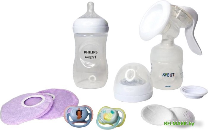 Ручной молокоотсос Philips Avent Natural Comfort с бутылочкой для кормления SCD255/05 - фото
