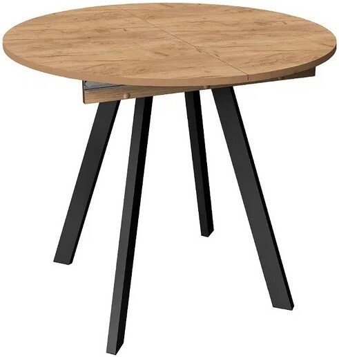 Кухонный стол ВВР Элип (дуб крафт золотой/черный профиль, ЛДСП) - фото