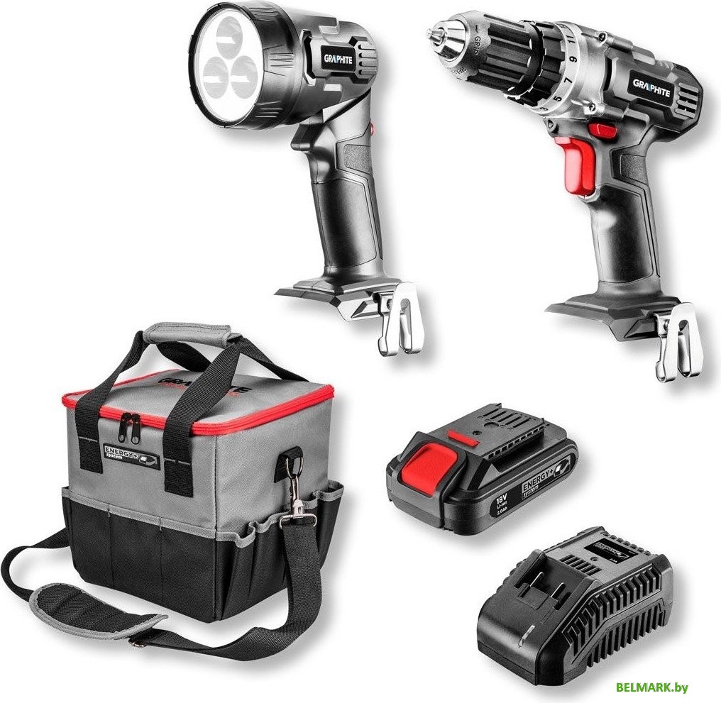 GRAPHITE 58G016 (шуруповерт, фонарь, 1 АКБ, сумка) - фото2