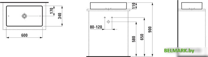 Умывальник Laufen Living Square 60x34 [8114340001121] - фото2