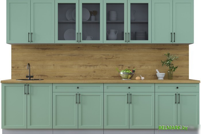 Готовая кухня Интерлиния Тренд 3.1А (мята/мята/дуб бунратти) - фото
