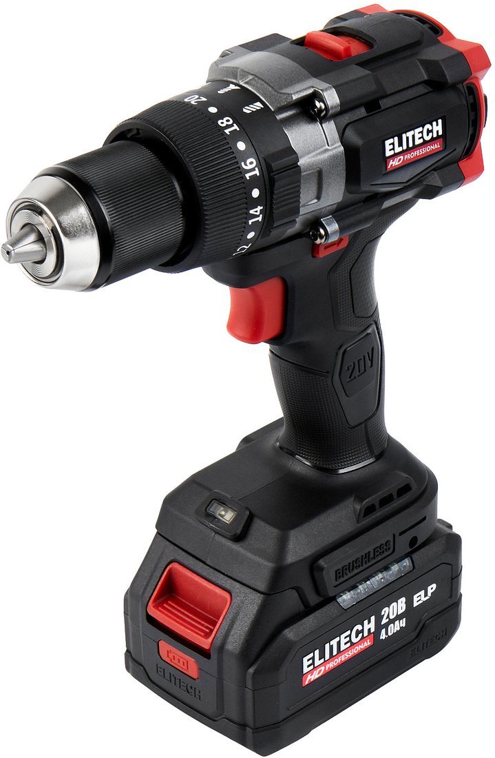 Ударная дрель-шуруповерт ELITECH CD 20BL2 E2201.042.01 (с 1-им АКБ, кейс) - фото