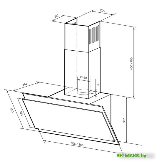 Кухонная вытяжка LEX Furia 900 (белый) - фото2