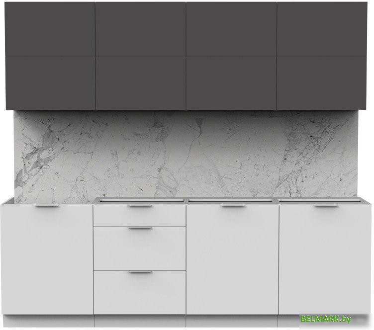 Готовая кухня Интермебель Микс Топ-38 2.4м без столешницы (графит серый/белый премиум) - фото