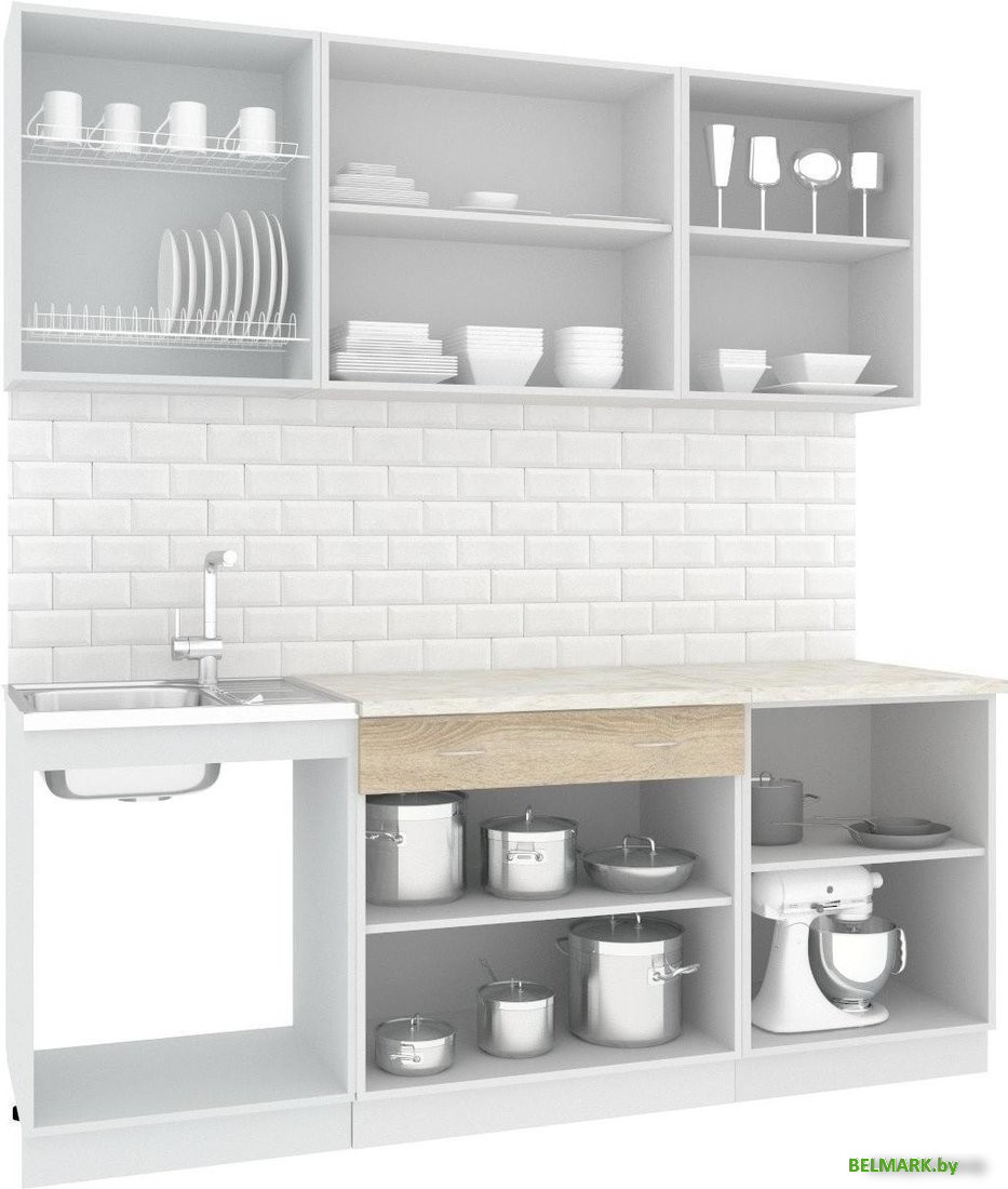 Готовая кухня Кортекс-мебель Корнелия Экстра 2.0м (дуб сонома/королевский опал) - фото2