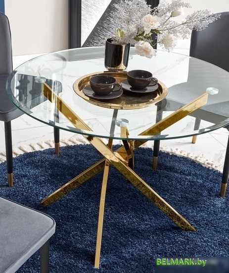 Кухонный стол Halmar Raymond 100 (прозрачный/золотой) - фото