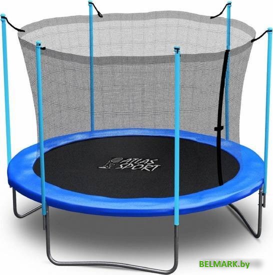 Батут Atlas Sport 252 см - 8ft (с лестницей, внутренняя сетка, синий) - фото2