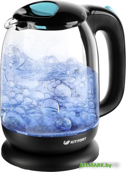 Чайник Kitfort KT-625-1 (черный/голубой) - фото