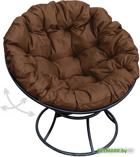 Кресло M-Group Папасан пружинка 12040405 (черный/коричневая подушка) - фото