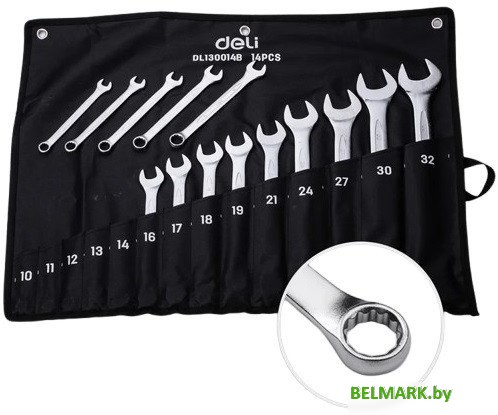 Набор ключей Deli DL130014B (14 предметов) - фото