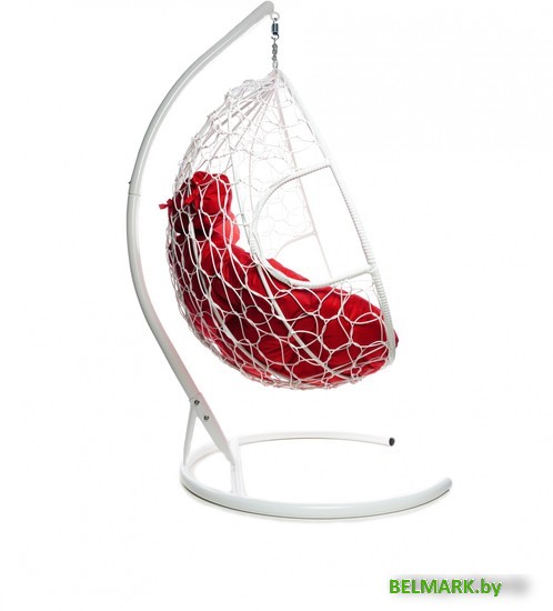 Подвесное кресло M-Group Для двоих 11450106 (белый ротанг/красная подушка) - фото2