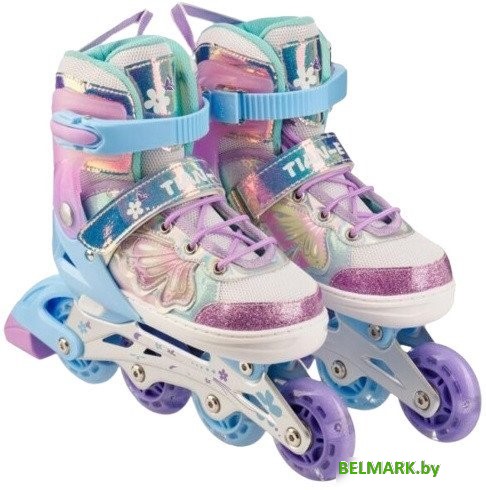 Роликовые коньки TIAN-E TE-285PRS (р. 30-33, голубой/фиолетовый) - фото