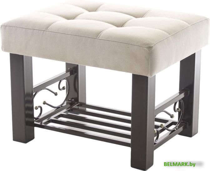 Банкетка AMC Lux 5 с полкой ткань коричневый/бежевый/коричневый 5.2Б60232 - фото