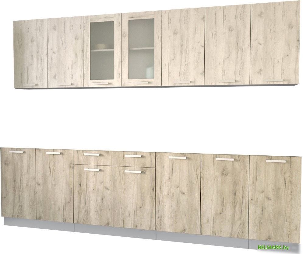 Готовая кухня Интерлиния Мила 28 без столешницы (дуб белый/дуб серый) - фото