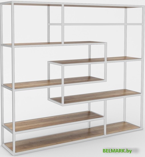 Стеллаж Hype Mebel Зиг-Заг 170x150 (белый/дуб галифакс натуральный) - фото