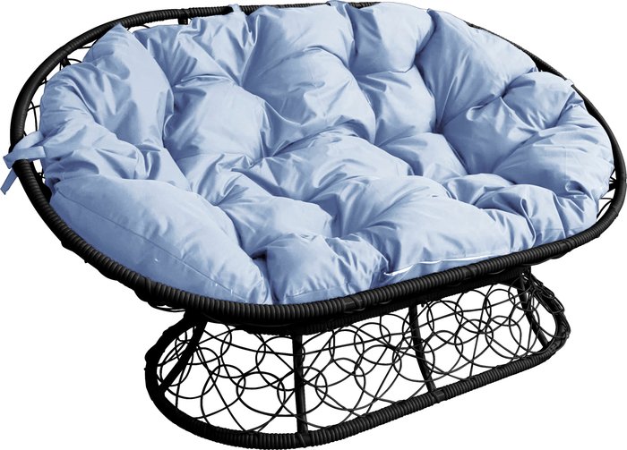 Садовый диван M-Group Мамасан 12110409 (черный ротанг/серая подушка) - фото