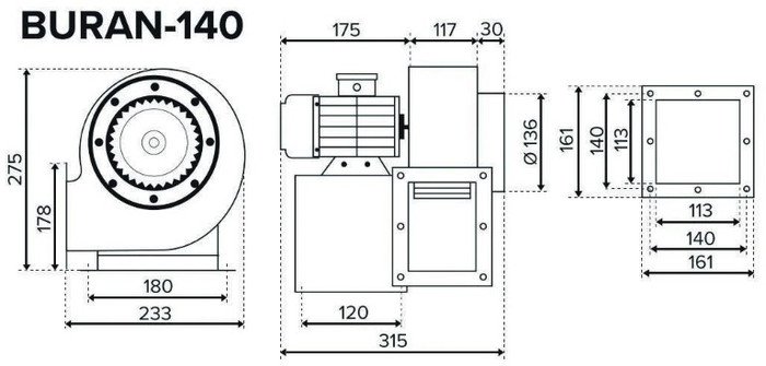 Радиальный вентилятор ERA Pro Buran 140 2K M L - фото2