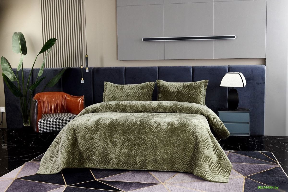 Набор текстиля для спальни Sofi De MarkO Деварта 160x220 Пок-Дв-160x220о (олива) - фото2