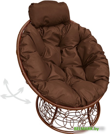 Кресло M-Group Папасан пружинка мини 12090205 (коричневый ротанг/коричневая подушка) - фото