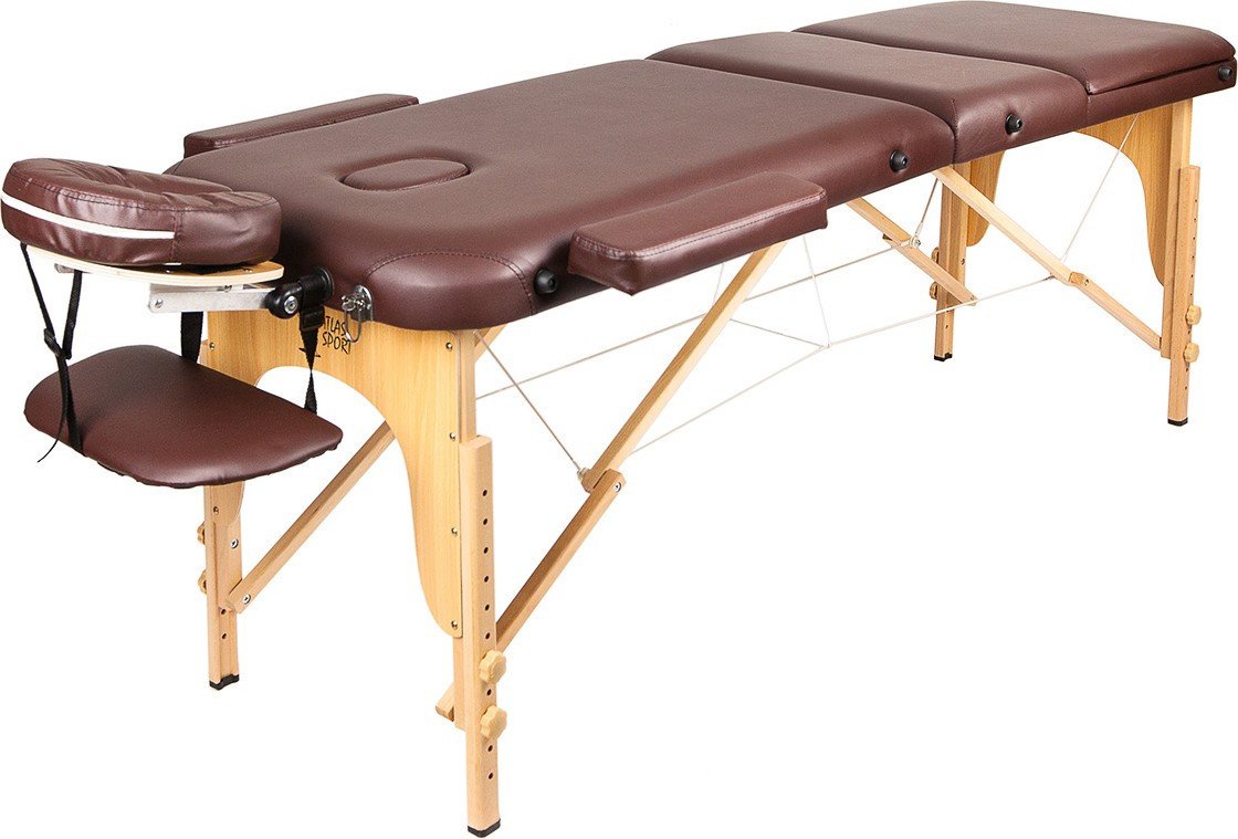 Массажный стол Atlas Sport 70 см складной 3-с деревянный (коричневый) - фото