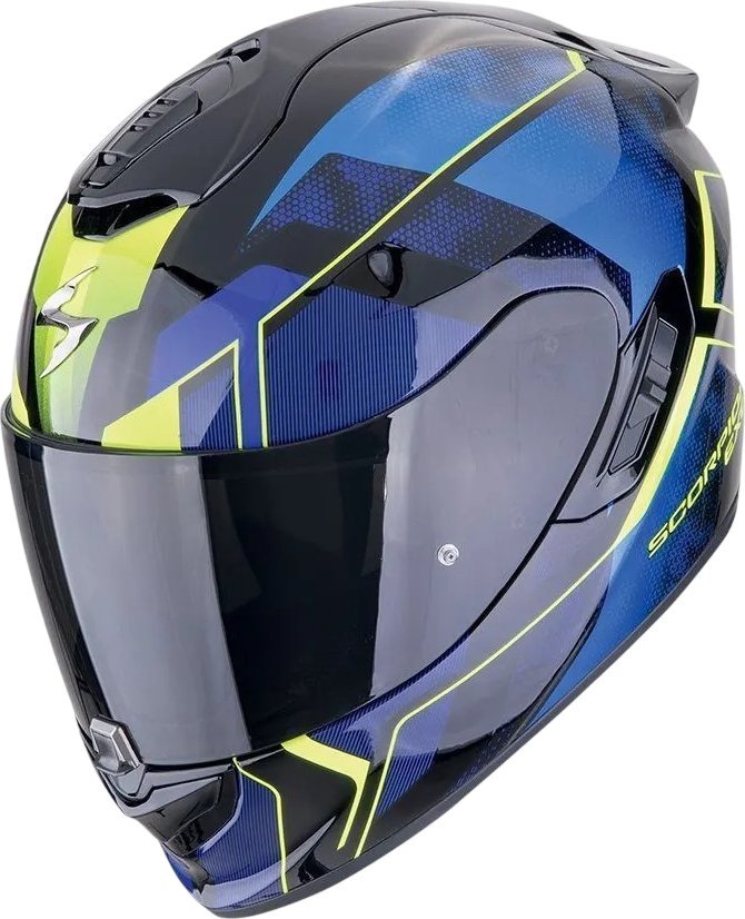 Мотошлем Scorpion Exo Exo-1400 Evo II Intensio (р. M, черный/синий/желтый) - фото