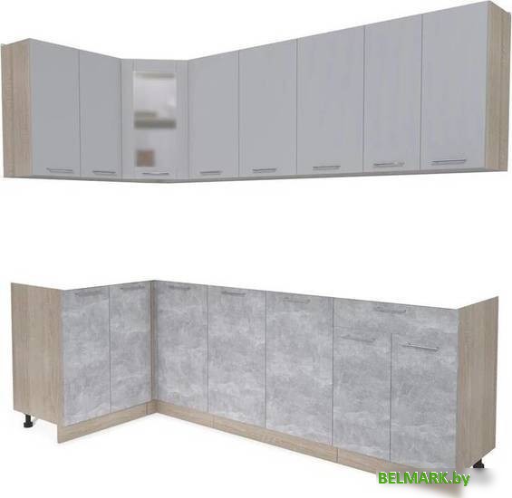 Готовая кухня Интерлиния Мила 12x24 без столешницы (серебристый/бетон) - фото