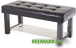 Банкетка AMC Lux 4 с полкой кожзам коричневый/коричневый/бежевый 4.1Б100223 - фото