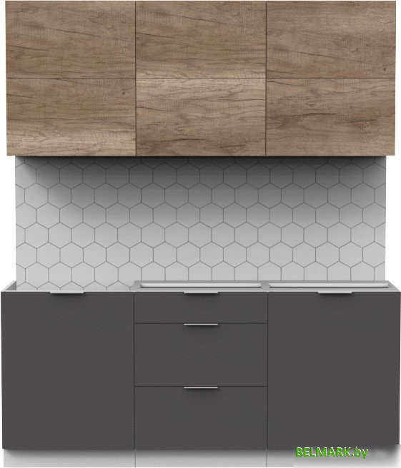 Готовая кухня Интермебель Микс Топ-34 1.8м без столешницы (дуб каньон/графит серый) - фото