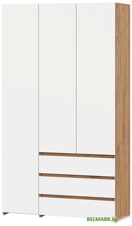 Шкаф распашной NN мебель МС Некст К комбинированный трехстворчатый (дуб золотой/белый) - фото