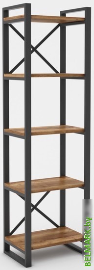 Стеллаж Hype Mebel Стандарт 50x200 (черный/дуб галифакс олово) - фото