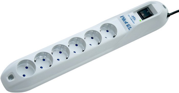 Сетевой фильтр ZIS Pilot GL 6 розеток, 5 м, белый - фото