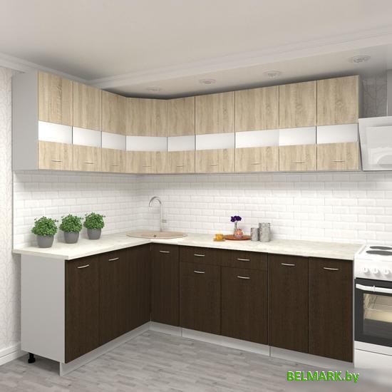 Угловая кухня Кортекс-мебель Корнелия Экстра 1.5x2.3м (дуб сонома/венге/королевский опал) - фото2