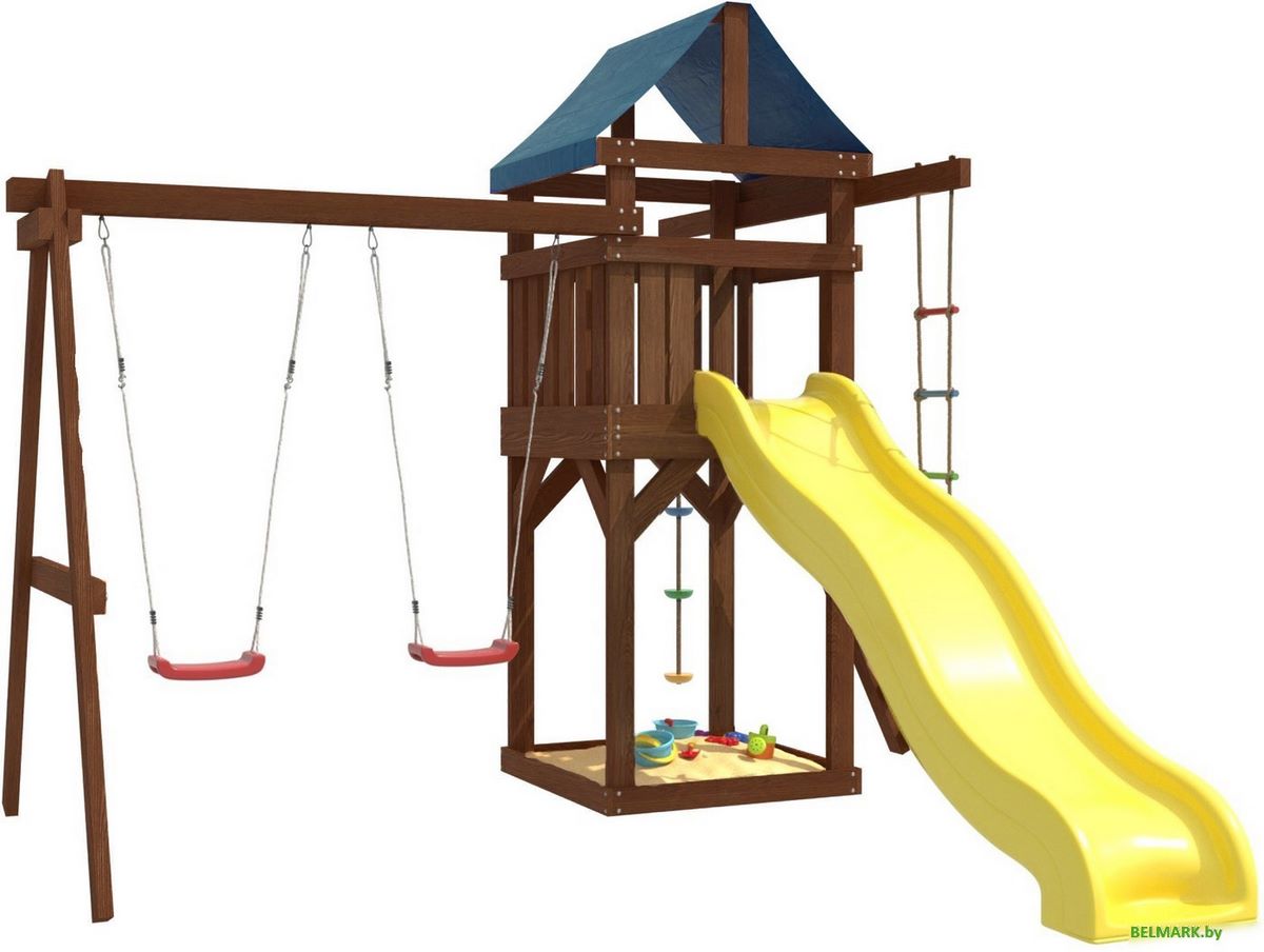 Игровой комплекс National Tree Company c качелями лодочка для улицы и дачи IgroWoods ДП-1 Premium - фото