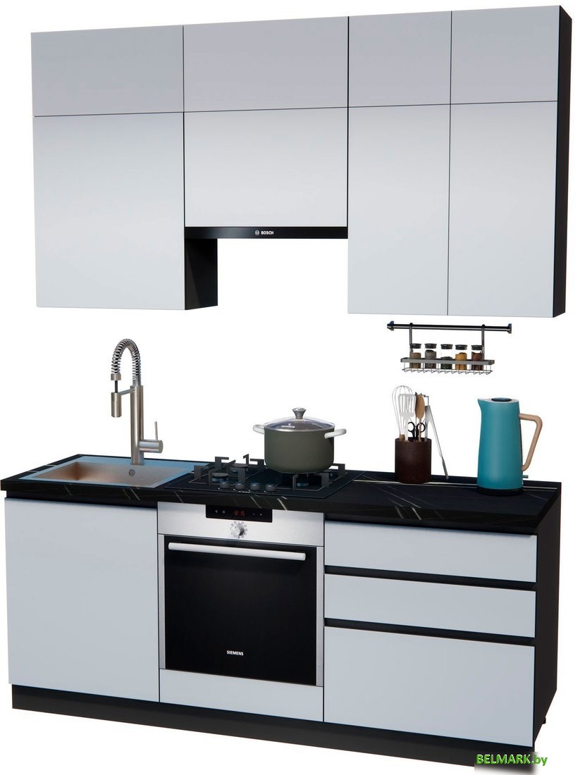 Готовая кухня ВерсоМебель Эко Премиум 1.9 (сумеречный голубой/ст. тунис) - фото