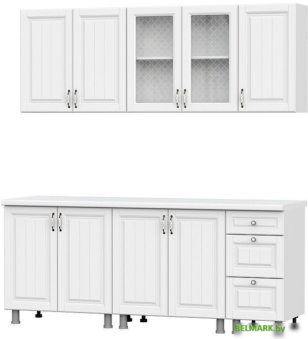 Готовая кухня SV-Мебель Прованс 2.0м МДФ без столешниц (белый/белый текстурный/белый текстурный) - фото2