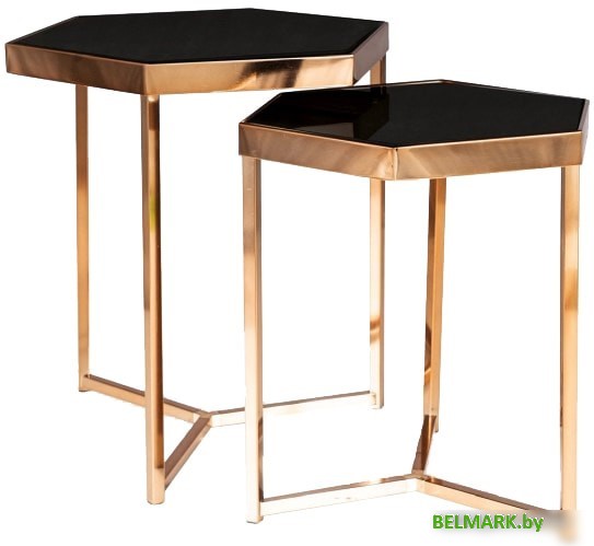 Журнальный столик Signal Milos 2 стола журнальных (черный/золотистый) - фото