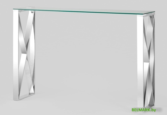 Консольный стол Stool Group Кросс 115x30 (стекло/сталь/серебристый) - фото2