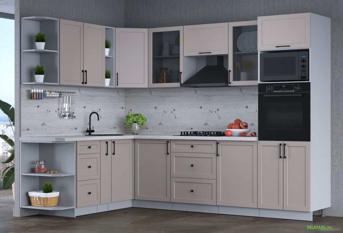 Готовая кухня Интерлиния Тренд 1.88x2.8 ВТ левая (луна/луна/бискайская сосна) - фото2