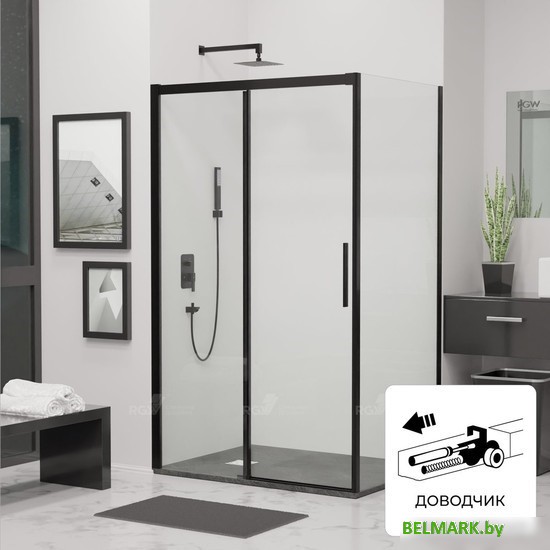 Душевой уголок RGW LE-41B (LE-12B + Z-050-2B) 34124182-014 120x80 (черный/прозрачное стекло) - фото