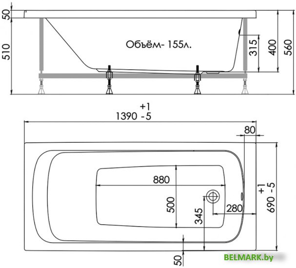 Ванна AC1Real Gama 140x70 - фото2