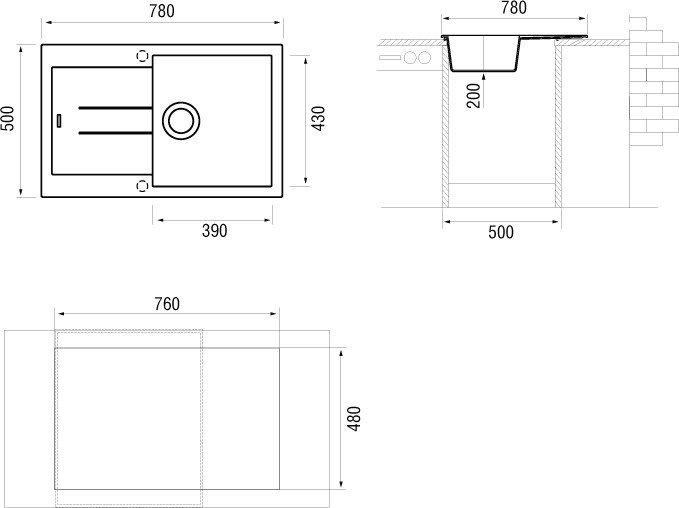 Кухонная мойка Longran Amanda AMG 780.500 (marone/93) - фото2
