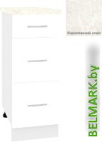 Шкаф напольный Кортекс-мебель Корнелия Лира НШ30р3ш (белый/королевский опал) - фото