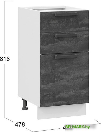 Шкаф напольный Трия Детройт 1Н4Я3 (белый/угольный камень) - фото2
