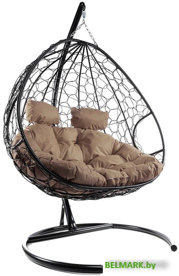 Подвесное кресло M-Group Для двоих 11450405 (черный ротанг/коричневая подушка) - фото