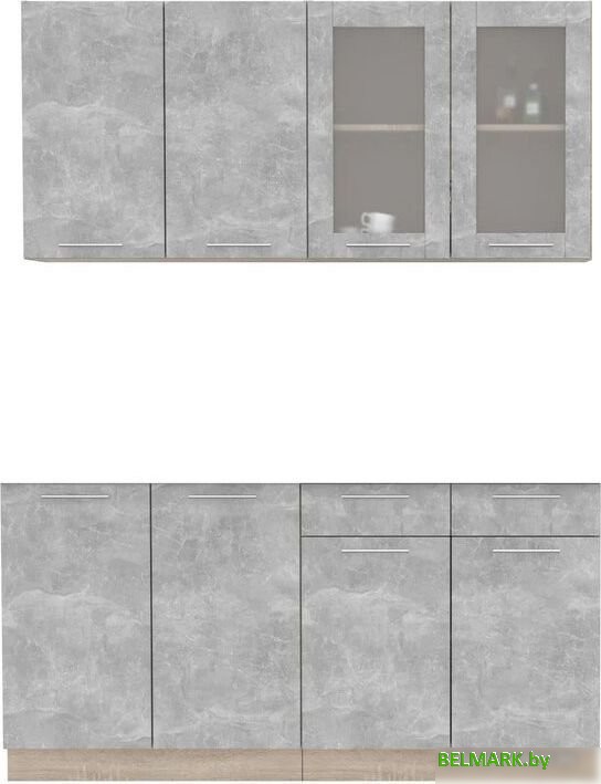 Готовая кухня Интерлиния Мила 16 без столешницы (бетон/бетон) - фото