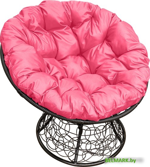 Кресло M-Group Папасан 12020408 (черный ротанг/розовая подушка) - фото