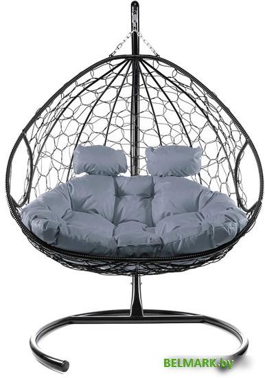 Подвесное кресло M-Group Для двоих 11450409 (черный ротанг/серая подушка) - фото2