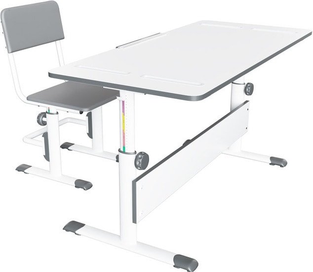 Парта Polini Kids City D2 (без стула, белый/серый) - фото2